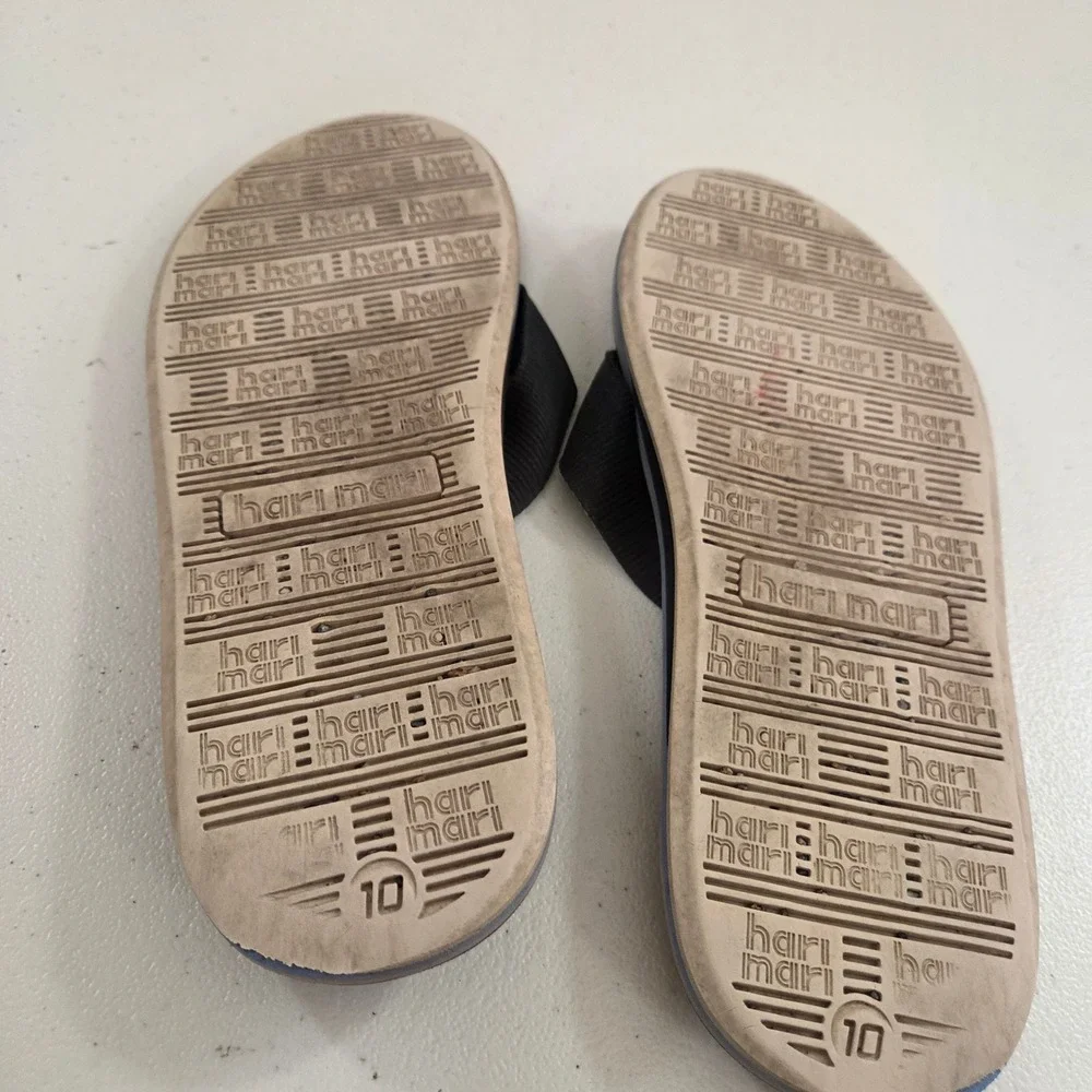 Hari Mari Mens Dunes Flip Flop Sandals Black Light Blue Size 10 Casual Beach‎
